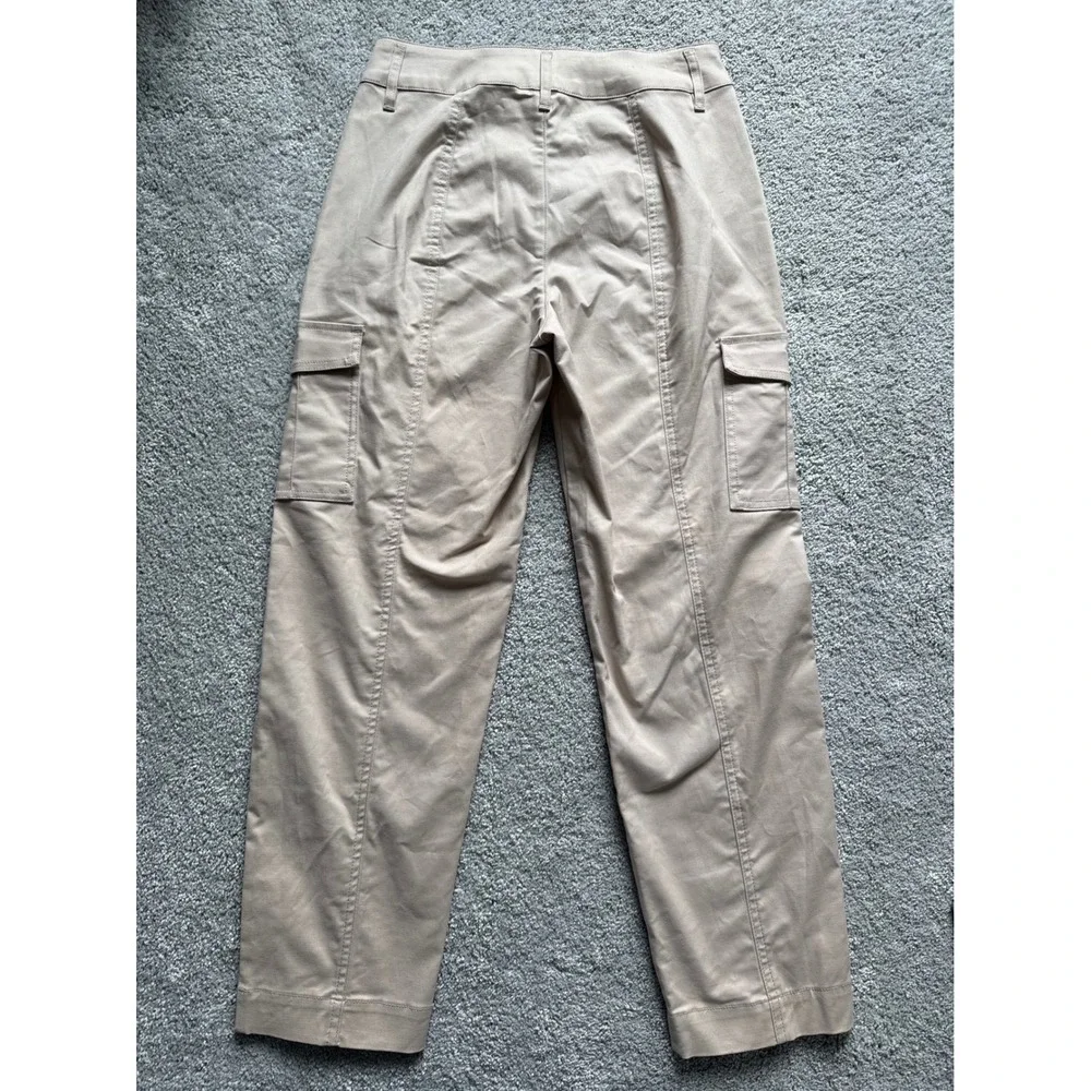 A New Day Womens Tan Khaki High Rise Cargo Pants Straight Leg Stretch Size 2